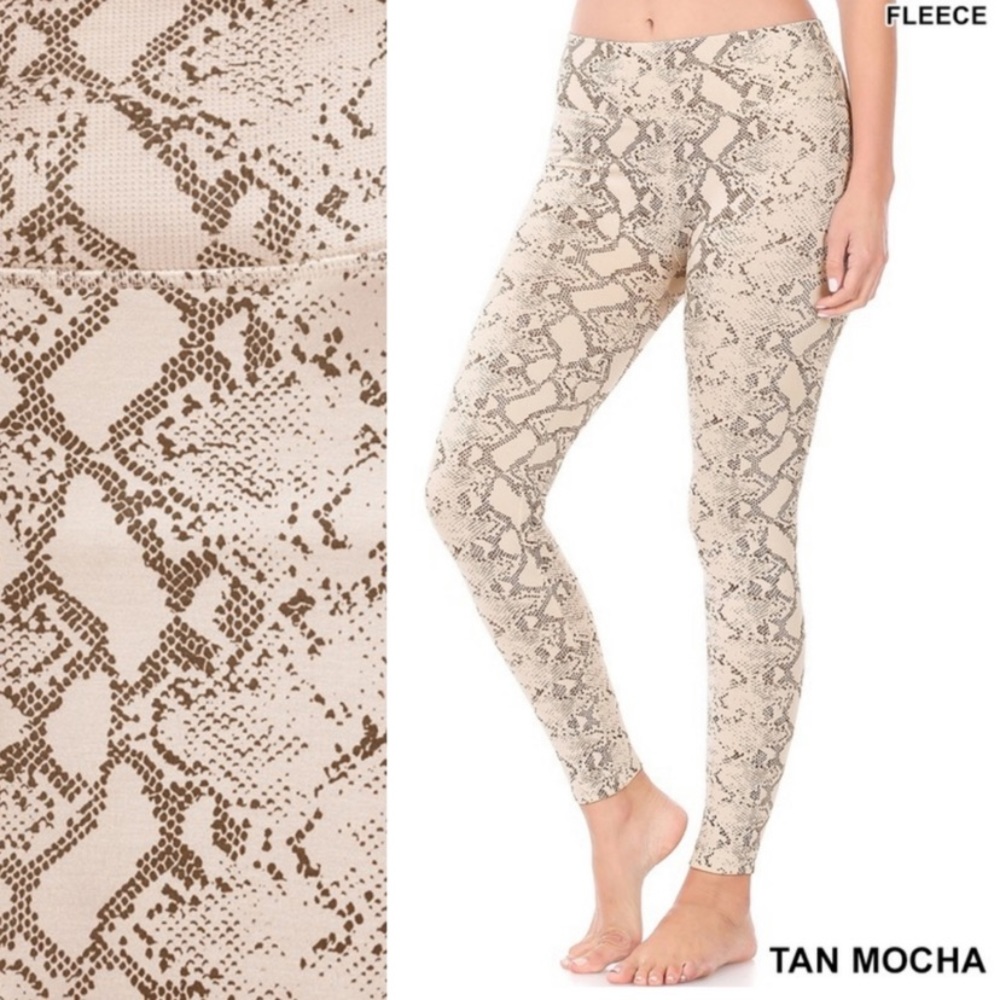 Trendy Snake print fleece leggings